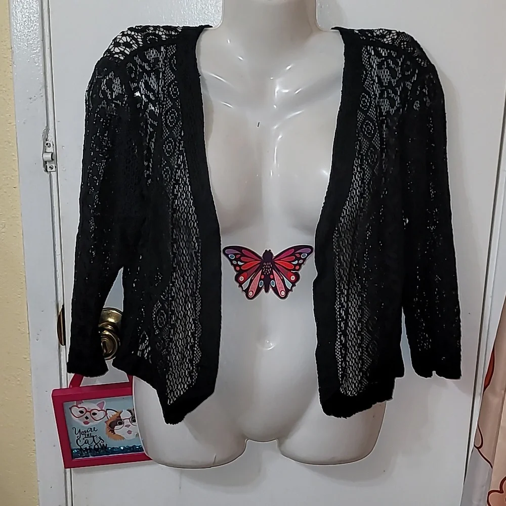 Parsley And Sage cardigan new open front lace semi sheer